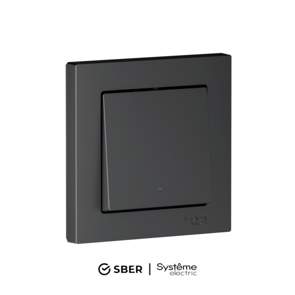 Выключатель 1-кл с подсв., Zigbee, сх.1, L+N, 10А SBER Systeme Electric AtlasDesign Smart Карбон ATN001013Z