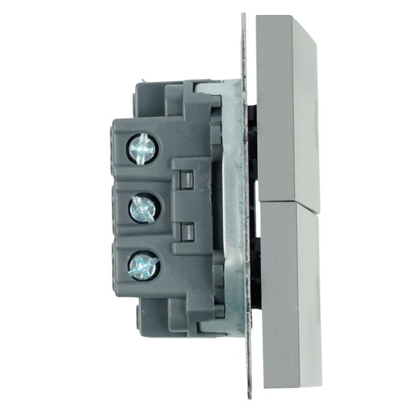 Выключатель 2-клавишный самовозвратный (механизм) Stekker Эмили 250В 10А RSW10-5113-10 платиново-серый soft touch 50329