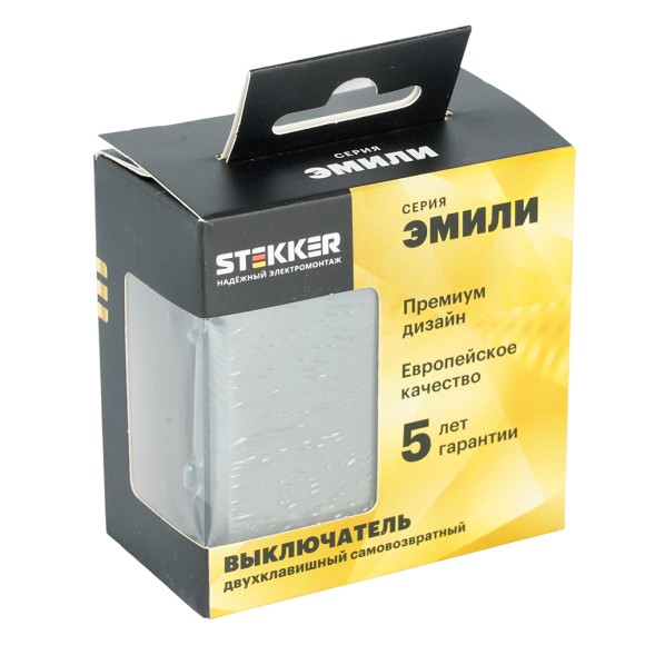 Выключатель 2-клавишный самовозвратный (механизм) Stekker Эмили 250В 10А RSW10-5113-10 платиново-серый soft touch 50329