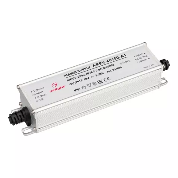Блок питания Arlight ARPV-48100-A1 48V 2.08A 100W IP67 034685 Блок питания Arlight ARPV-48100-A1 48V 2.08A 100W IP67 034685