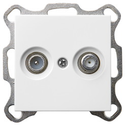 Розетка TV-FM Jasmart оконечная с накладкой белый глянцевый G6204W