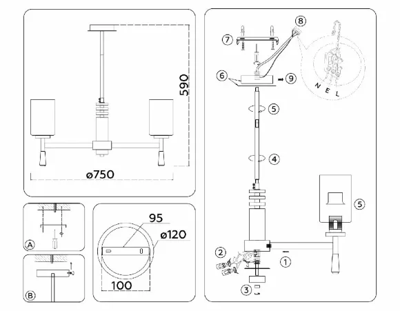 Люстра на штанге Ambrella Light High Light Modern LH56263, крепление