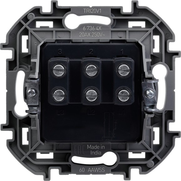 Выключатель трехклавишный Legrand Inspiria 673641