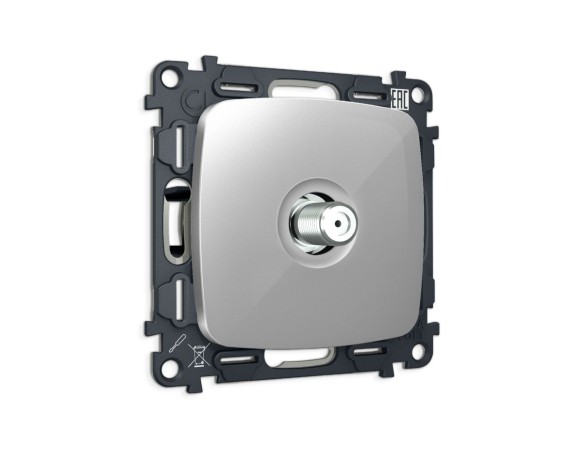 Комплект механизма TV розетки Ambrella Volt SAT 5-2400MHz 3.5dB OMEGA MO413050 Серебро глянец QUANT (OP4130, VM215)