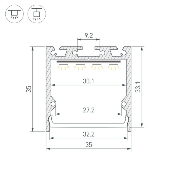 Профиль Arlight SL-LINE-3535-2000 ANOD (BY) (Алюминий) 059794