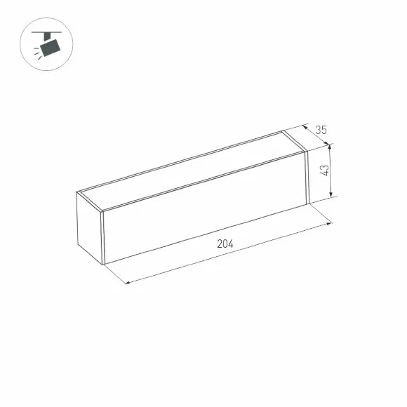 Трековый магнитный светильник Arlight MAG-FLAT-45-L205-6W Warm3000 (BK, 100 deg, 24V, DALI) 046576, Черный, Теплый белый, Металл, вид сбоку