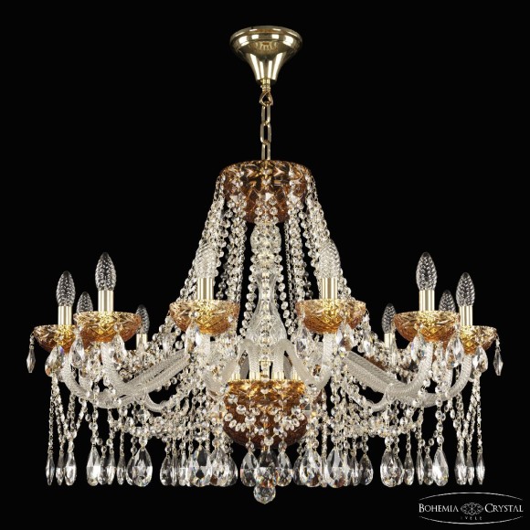 Подвесная люстра Bohemia Ivele Crystal 5413/12/300 G Amber/M-1F