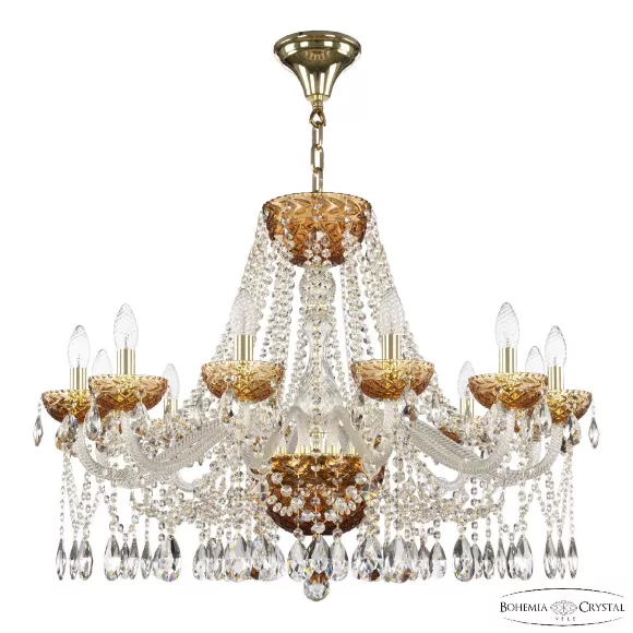 Подвесная люстра Bohemia Ivele Crystal 5413/12/300 G Amber/M-1F, Золото, Металл, Классика стиль, крупный план Подвесная люстра Bohemia Ivele Crystal 5413/12/300 G Amber/M-1F, Золото, Металл, Классика стиль, крупный план