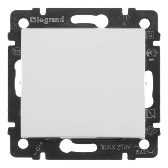 Переключатель одноклавишный проходной Legrand Valena 10A 250V белый 774406 Переключатель одноклавишный проходной Legrand Valena 10A 250V белый 774406