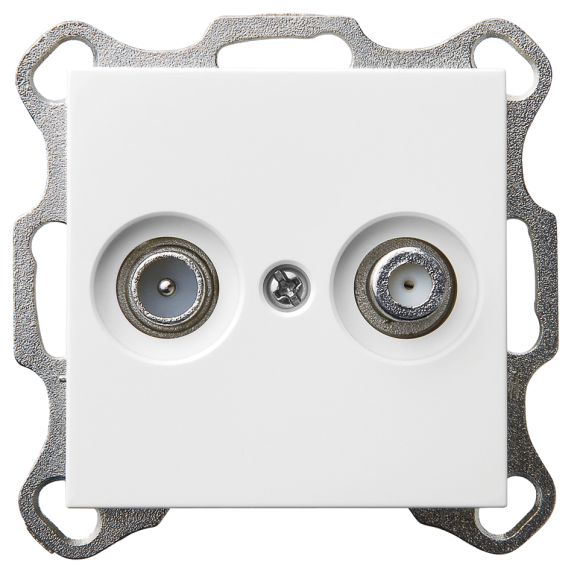 Розетка TV-FM Jasmart проходная с накладкой белый глянцевый G6205W