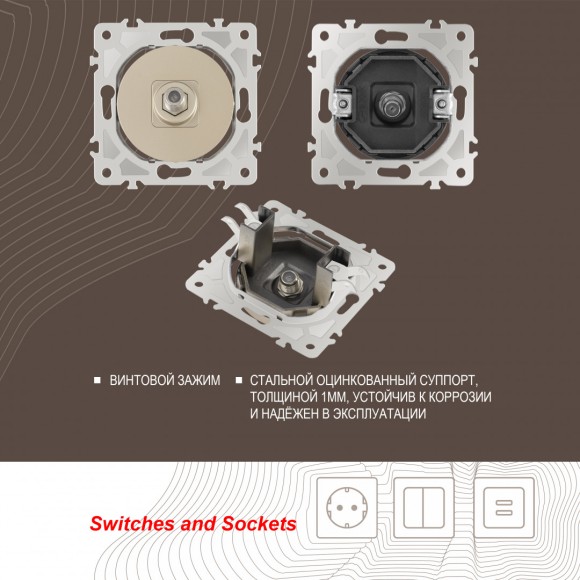 Розетка спутниковая SAT TV Arte Milano 202.42-1.shampan