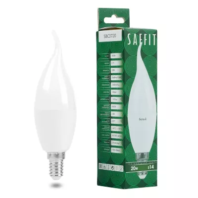 Лампа светодиодная Saffit SBC3720 cвеча на ветру матовая E14 20W 230V 4000K 55275