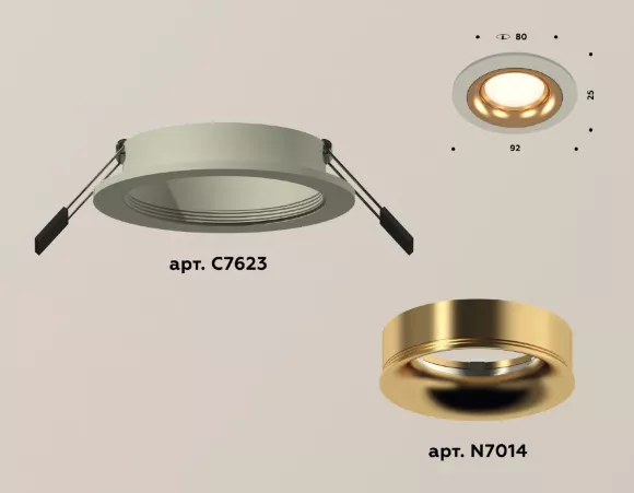 Встраиваемый светильник Ambrella Light Techno XC7623005 (C7623, N7014), Серый, Металл, Современный стиль Встраиваемый светильник Ambrella Light Techno XC7623005 (C7623, N7014), Серый, Металл, Современный стиль