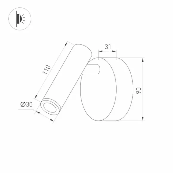 Спот Arlight SP-Bed-NB-R90-3W Warm3000 033061, Матовое золото, Золото, Теплый белый, вид сбоку
