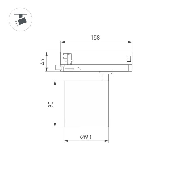 Трековый трехфазный светильник Arlight LGD-DYKE-4TR-R90-26W Day4000 (WH, 20 deg, 230V) 052147
