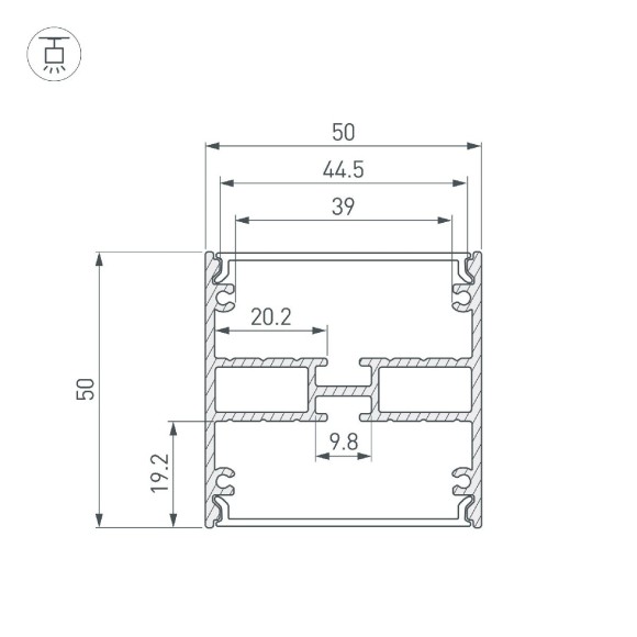 Алюминиевый профиль Arlight LINE-5050-DUAL-2000 ANOD BLACK 045652
