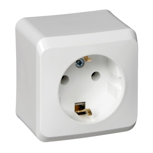 Розетка 1-ая с/з без шторок Systeme Electric Этюд наруж PA16-003B