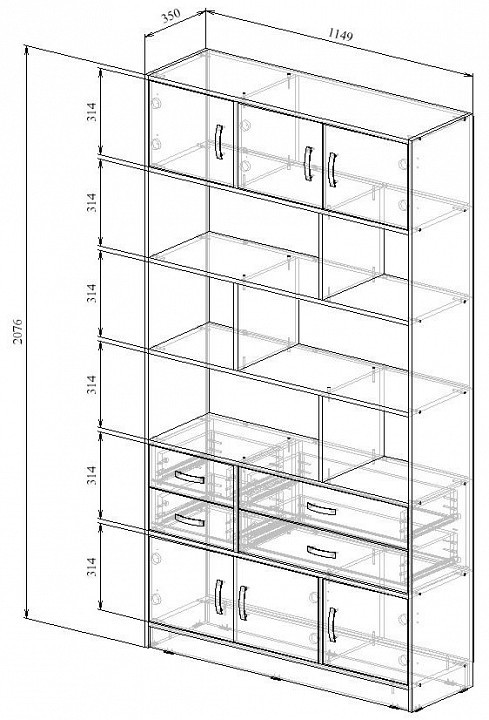 Стеллаж комбинированный Либерти-62 MAS_Stellazh_Liberti-62DB