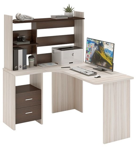 Стол компьютерный Домино Lite СКЛ-Угл130+НКЛ-120 MER_SKL-Ugl130-NKL-120_KV_LEV