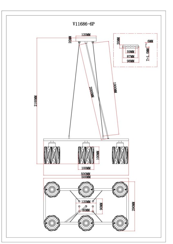 Подвесная люстра Moderli Prismique V11686-6P