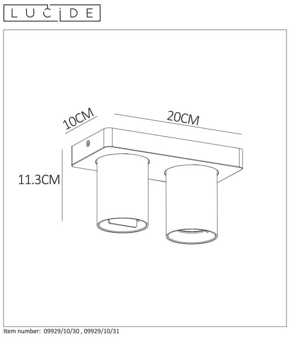 Спот Lucide NIGEL 09929/10/31, GU10, 10W, белый