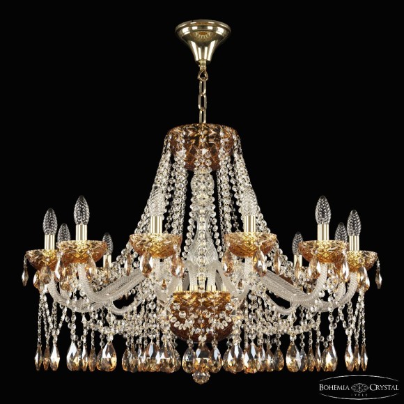 Подвесная люстра Bohemia Ivele Crystal 5413/12/300 G Amber/M-1F K721