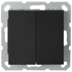 Выключатель двухклавишный Jasmart проходной с накладкой 10A 250V черный матовый (soft touch) G3022PB