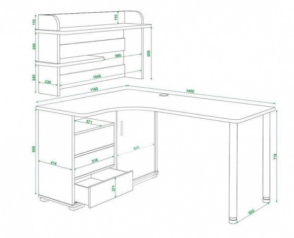 Стол компьютерный Домино СР-145М MER_SR-145M_V-PRAV