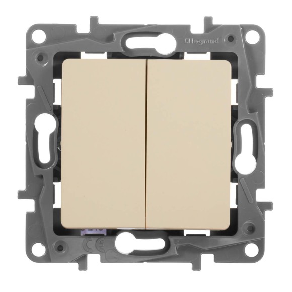 Переключатель двухклавишный Legrand Etika 10A 250V белый 672212