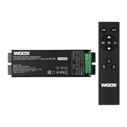 Контроллер 2-канальный для светодиодной ленты CCT 12-24В, 16А с пультом RF WOLTA WLC-C/06-16A