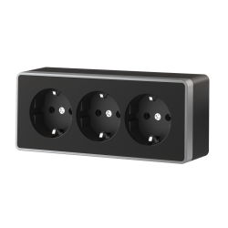 Розетка тройная с заземлением и шторками Werkel Gallant (черный с серебром) W5073134 4690389177200 a056944