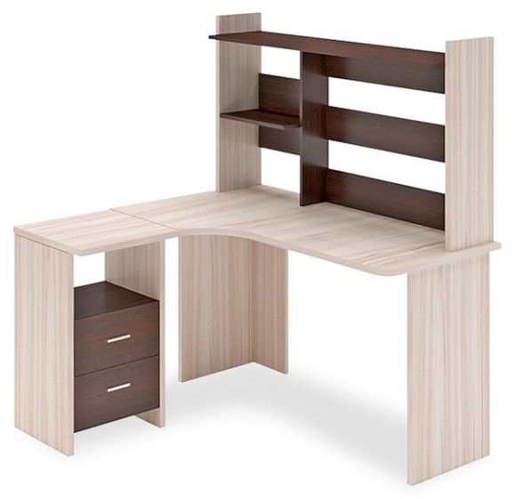 Стол компьютерный Домино Lite СКЛ-Угл130+НКЛ-130 MER_SKL-Ugl130-NKL-130_KV_LEV