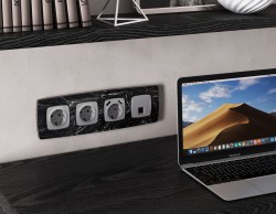 Комплект механизма компьютерной розетки Ambrella Volt RJ-45 (8P8C) CAT6A экранированной с автоматической защитной шторкой OMEGA MO512005 Сталь матовый QUANT (OP5120, VM185)