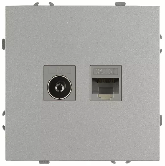 Розетка Эра Galaxy 15-3110-03 комбинированная RJ45+TV IP20 алюминий Б0070780 Розетка Эра Galaxy 15-3110-03 комбинированная RJ45+TV IP20 алюминий Б0070780