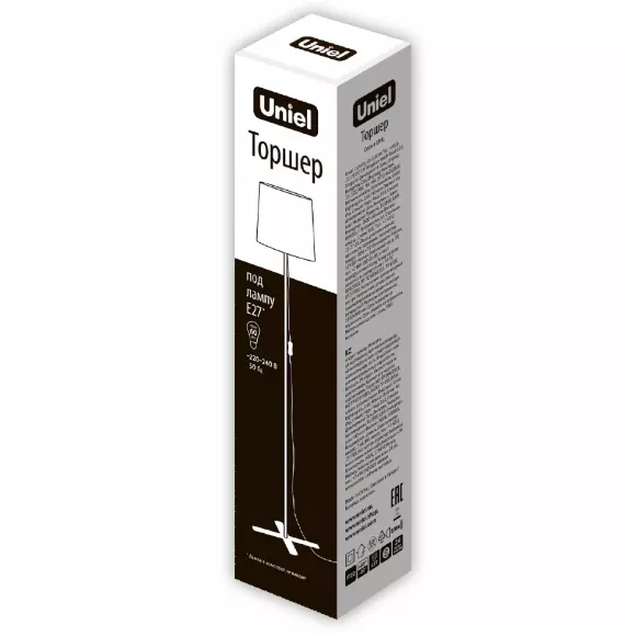 Торшер Uniel UML-T510 E27 BLACK/WHITE UL-00010193, упаковка Торшер Uniel UML-T510 E27 BLACK/WHITE UL-00010193, упаковка