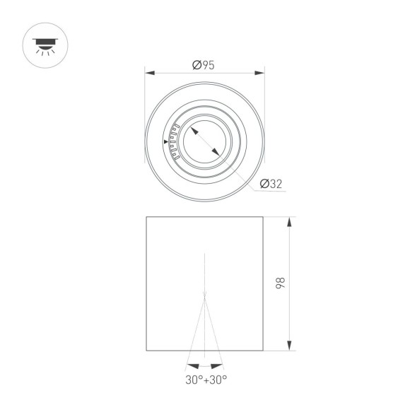 Накладной светильник Arlight SP-ACENTO-R95-10W Day4000 (WH, 20-45 deg, 230V) 055739