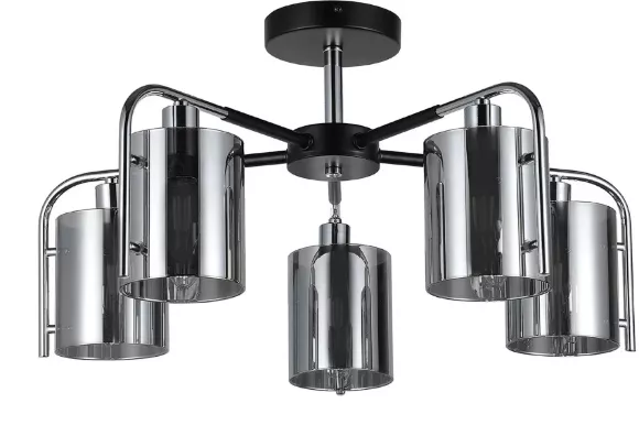 Люстра на штанге Escada Elegant 671/5P Chrome, Черный, Дымчатый, Металл
