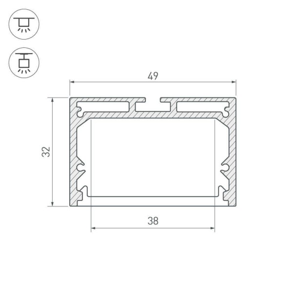 Профиль с экраном Arlight SL-LINE-4932-2500 ANOD+OPAL 020465