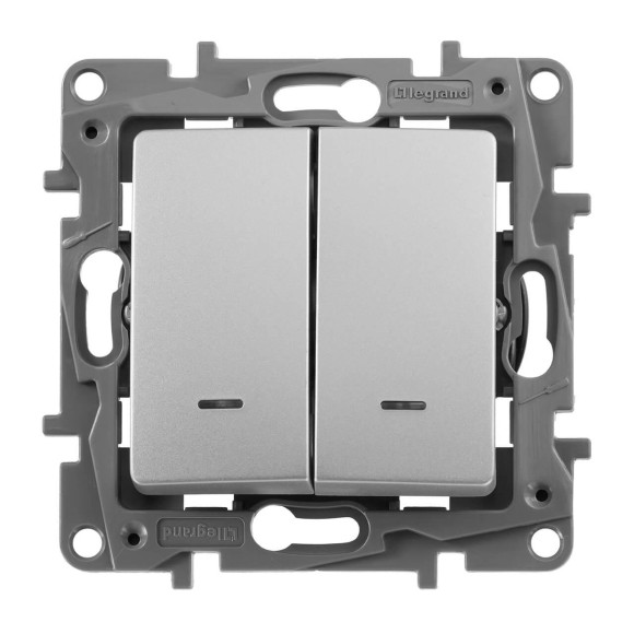 Переключатель двухклавишный Legrand Etika 10A 250V слоновая кость 672312