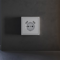 Накладка для розетки с заземлением и защитными шторками, с USB A+A Voltum S70 (серый) VLS000916