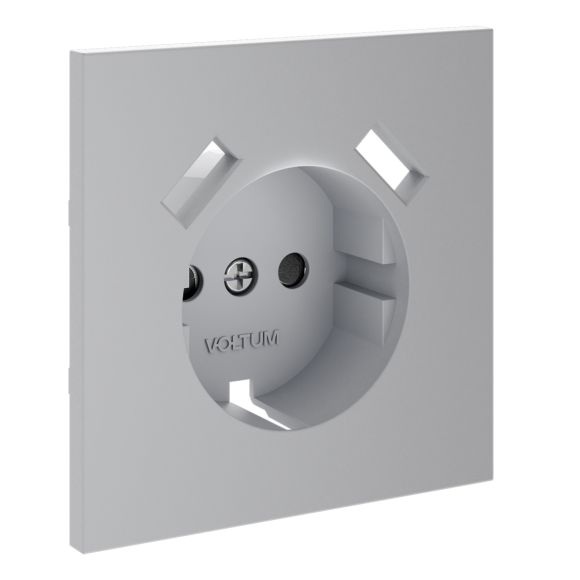 Накладка для розетки с заземлением и защитными шторками, с USB A+A Voltum S70 (серый) VLS000916