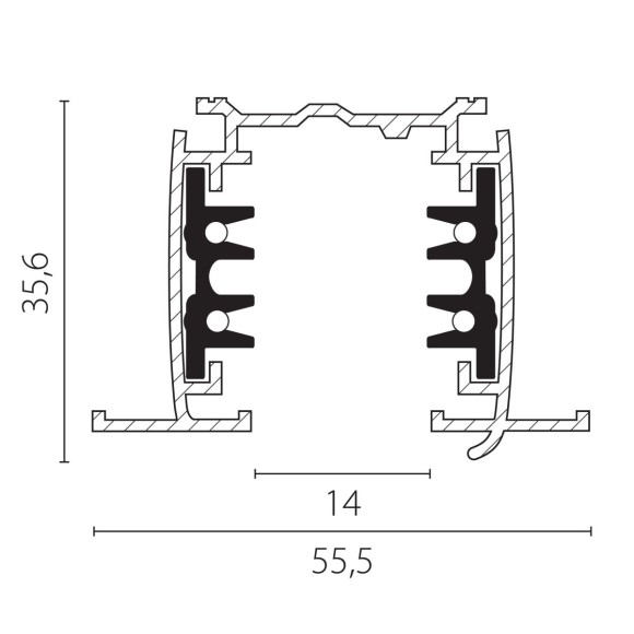 Шинопровод четырехконтактный трехфазный встраиваемый со стыковочными пазами (круглые медные жилы) 2м Lightstar Quattro 503028-R