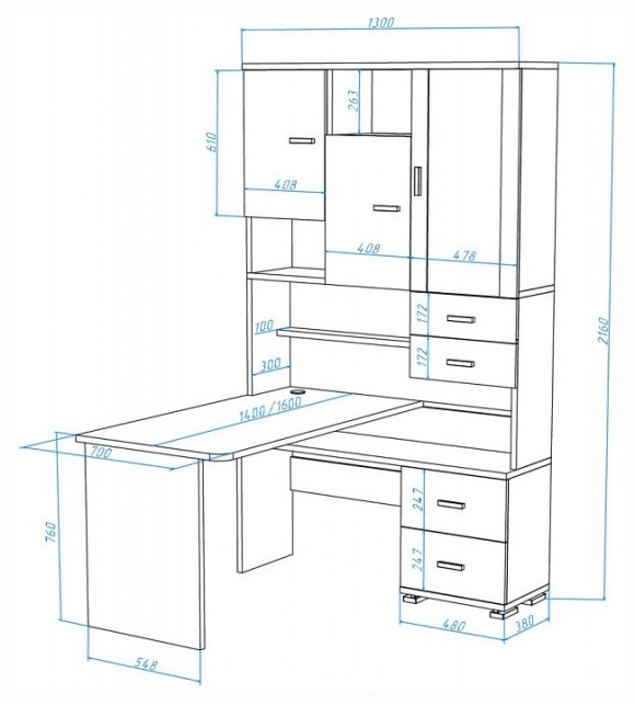 Стол компьютерный Домино СР-620-160 MER_SR-620-160-SH-CH-LEV