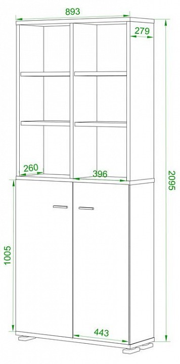 Шкаф-витрина Домино ПУ-30-4-ФС MER_PU-30-4-FS_BEN