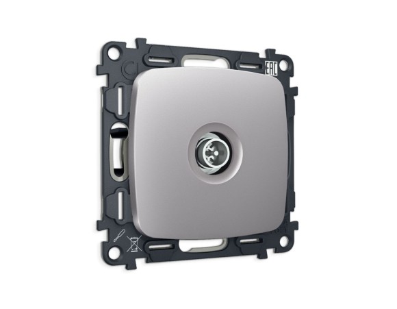 Комплект механизма TV розетки Ambrella Volt оконечной экранированной 5-1000MHz 3dB OMEGA MO513005 Сталь матовый QUANT (OP5130, VM199)