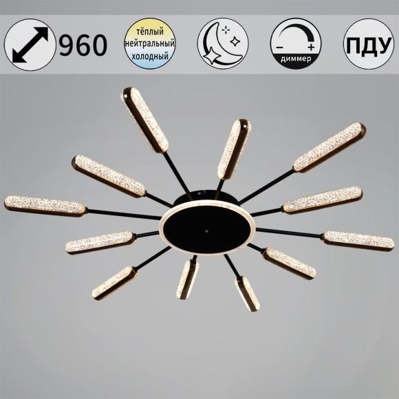 Потолочная люстра с пультом управления Reluce 08290-0.3-12 BK+GD