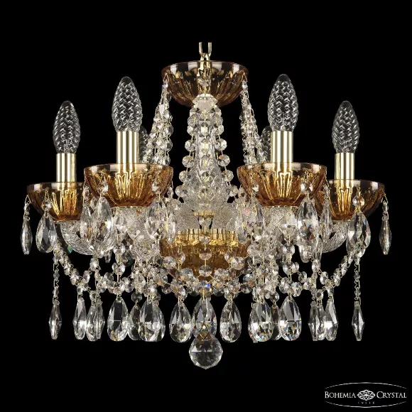 Подвесная люстра Bohemia Ivele Crystal 5413/6/141 G Amber/M-1H, Золото, Металл, Классика стиль, крупный план