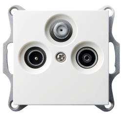 Розетка TV-FM-SAT Jasmart оконечная с накладкой белый глянцевый G6206W