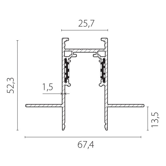 Шинопровод однофазный 4-контактный встраиваемый со стыковочным пазом (Заглушки и декоративный экран в комплекте) Lightstar Uno Pro 509226P