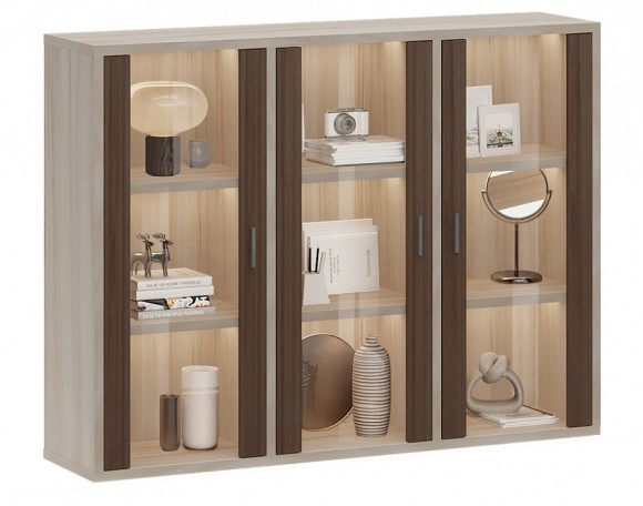 Тумба-витрина Домино СУ(ш3в1)+3ФС MER_SUsh3v1-3FS-KSH-karamel-shamoni-CH